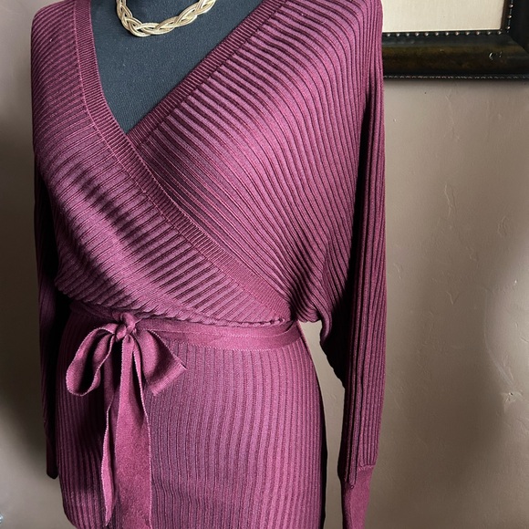 Sweater Mini Dress Burgundy NWT - Picture 4 of 8